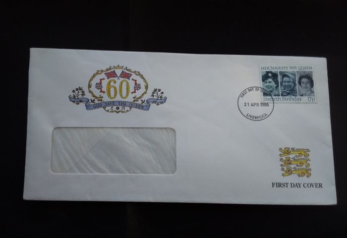 Great Britain Stamps : Her Majesty The Queen 60th Birthday - Windowed Envelope , First Day Cover - 1986