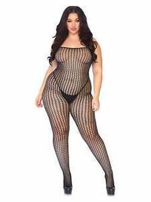 Leg Avenue Lingerie Seamless Spaghetti Strap Fishnet Bodystocking Queen Size