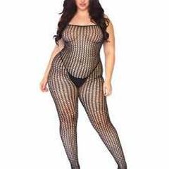 Leg Avenue Lingerie Seamless Spaghetti Strap Fishnet Bodystocking Queen Size