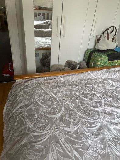 small double bed  4ft cream and wood