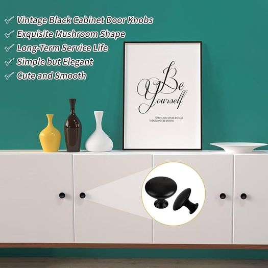 NEW SALE | 15PCS Black Drawer Knobs 30mm, Cabinet Door Knobs Black Solid Kitchen Cupboard Round Door Handles