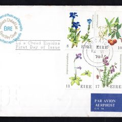 1978 Ireland Fauna & Flora: Flowers Commemorative Stamps P&T Addressed First Day Cover (FDC) with Corcaigh (Cork) Steele cancel.