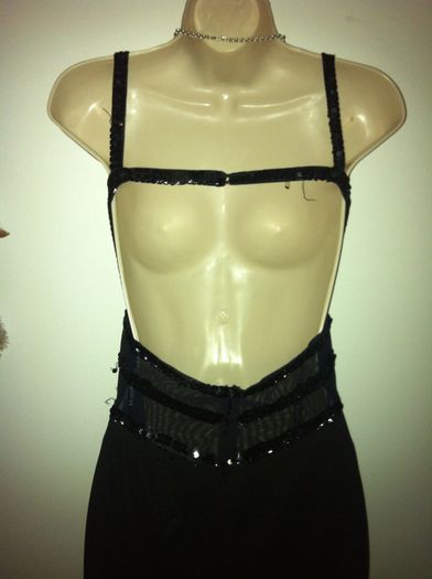Absolutely Stunning Black Sequin Backless Maxi Dress by Morgan and Co. size 8-10