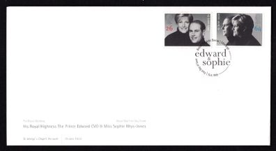 1999 Great Britain Royal Wedding His Royal Highness The Prince Edward CVO and Miss Sophie Rhyss-Jones Commemorative Stamps Royal Mail Addressed First Day Cover (FDC)
