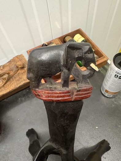 Vintage Anglo-Indian Carved Elephant Table Base