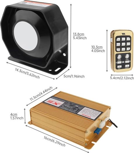 12V 200W Police Siren Horn Speaker Kit with 18 Sounds, MIC & Remote