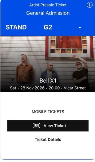 Bell X1 Vicar Street Saturday