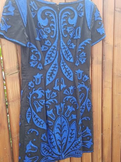 French Connection size uk8-10 black and blue beaded dress
