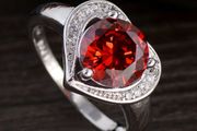 Red Heart CZ Crystal Ring