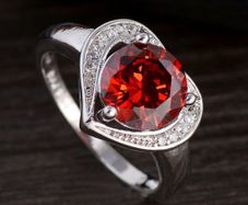 Red Heart CZ Crystal Ring