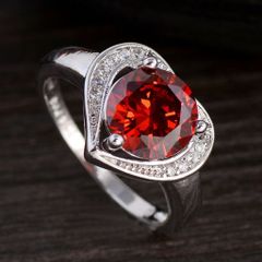 Red Heart CZ Crystal Ring