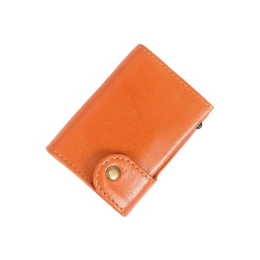 Genuine Leather Pop-Up Card Holder Wallet RFID Blocking Slim Credit Card Case