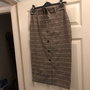 Penney's check button detail midi skirt