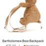 New JELLYCAT Bartholomew Bear Backpack Image 3