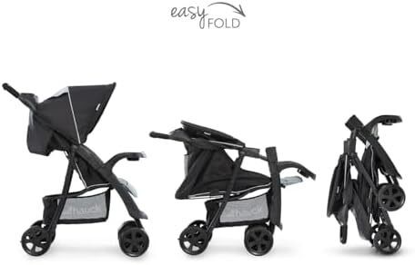 Shopper Neo II, Caviar/Silver - Lightweight Pushchair with Snack Tray, Cup Holder & Raincover, Compact & One Hand Folding, Fully Reclining from Birth up to 22 kg