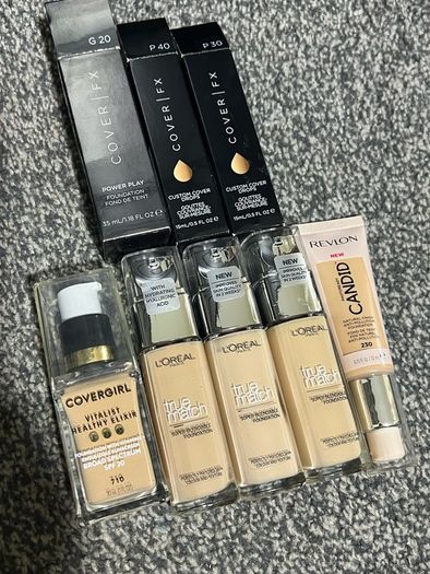 Revlon, cover fx, cover girl, Loreal foundations all brand new