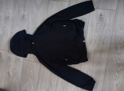 Black lightweight hooded sports jacket