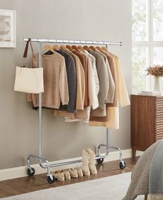 Heavy Duty Clothes Rail on wheels with Protective Covering