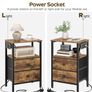 Bedside Tables with Charging Station, Set of 2, Nightstands with 2 Drawers and 2 Shelves, End Tables with Outlet and USB Ports, for Living Room, Bedroom, Rustic Brown Image 6