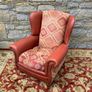Leather and Kilim Upholstered Wingback Armchair Image 3