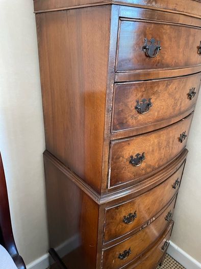 Georgian-style reproduction bowfront tallboy