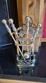 Vintage Solid Brass Fireplace Companion Set  5 Piece