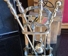 Vintage Solid Brass Fireplace Companion Set  5 Piece