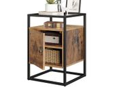Glass Table with Cabinet Sturdy Bedside Table  Tempered Glass, Easy Assembly and Industrial Design