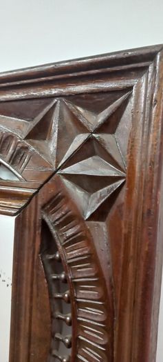 Antique French 1930s mirror has distressed solid wooden frame very nice piece