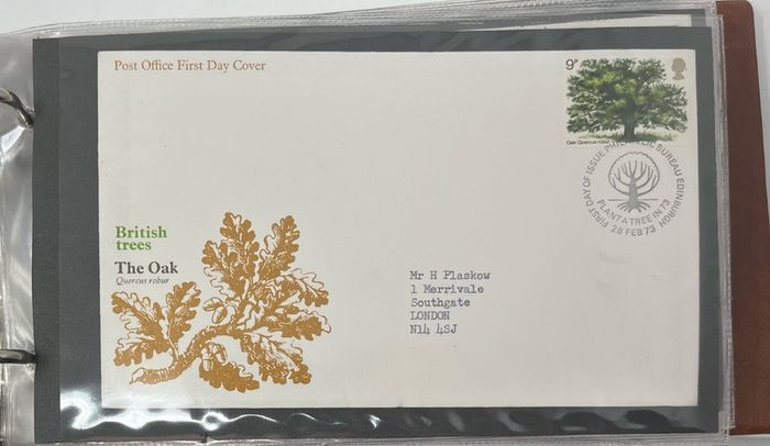 Collection of 38 Stamp First Day Covers, 1872-75 housed in Royal Mail small album with good range and including definitive values plus regionals. 38 images of contents