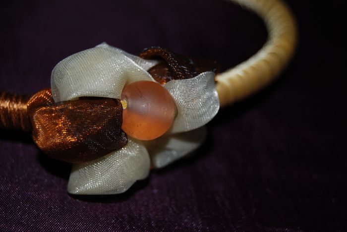 Handmade satin hairband with organza flower