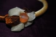 Handmade satin hairband with organza flower