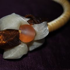 Handmade satin hairband with organza flower