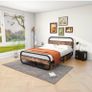 King Size Bed Metal Platform Bed Frame with Wood Headboard Image 2
