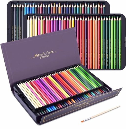 Pre-sharpened Colouring Pencils, Professional Oil-based Water Soluble Colored Pencils Set with Brush, No Wax, for Sketching
