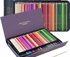 Pre-sharpened Colouring Pencils, Professional Oil-based Water Soluble Colored Pencils Set with Brush, No Wax, for Sketching