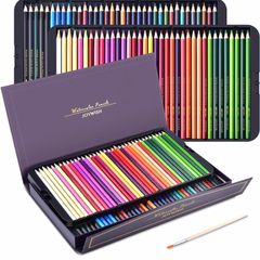 Pre-sharpened Colouring Pencils, Professional Oil-based Water Soluble Colored Pencils Set with Brush, No Wax, for Sketching