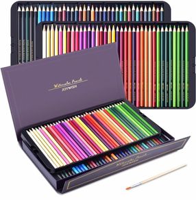 Pre-sharpened Colouring Pencils, Professional Oil-based Water Soluble Colored Pencils Set with Brush, No Wax, for Sketching