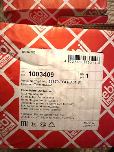 Top Strut Mounting Cushion Front Febi Bilstein 1003409 For Honda Civic X - Pair