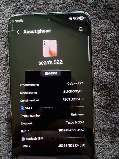 samsung s22 cracked.
