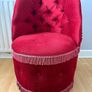 Vintage Red Velvet Button Back Boudoir Chair Image 6