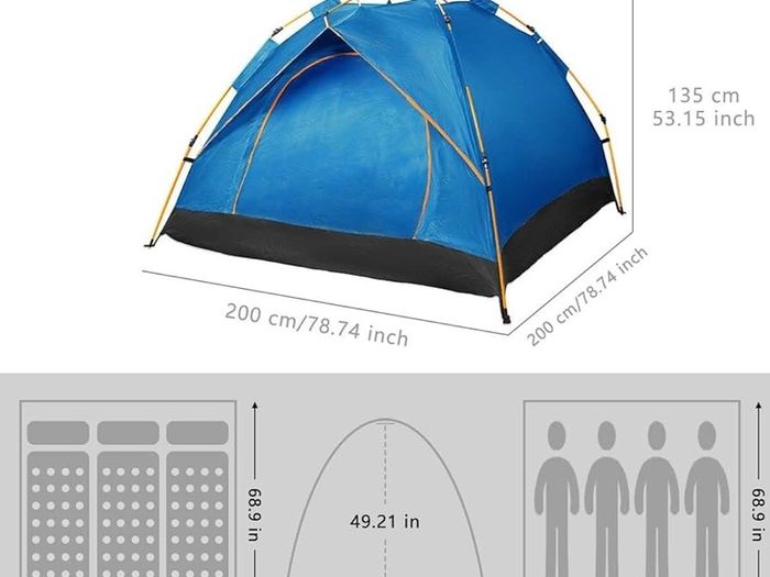 FREE P&P | Hydraulic Dome Tent Canopy for Camping Automatic Waterproof Tents 3-4 Person Canopy Easy to Set up and package BLUE