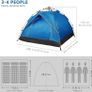 FREE P&P | Hydraulic Dome Tent Canopy for Camping Automatic Waterproof Tents 3-4 Person Canopy Easy to Set up and package BLUE Image 5