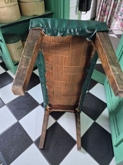 Library footstool Vintage faux racing green fauzx lea5her long footstool