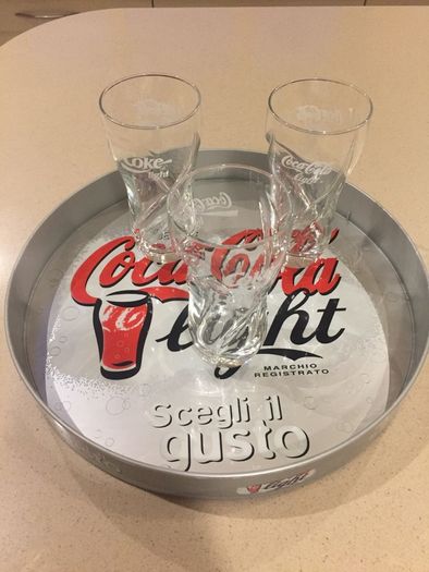 Coca Cola Twist Light Set tray + 3 glasses