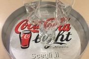 Coca Cola Light Set Tray + 3 Glasses