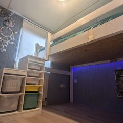 Custom Timber Small Double Loft Bed (120cm) with IKEA Trofast Storage Stairs & Mattress