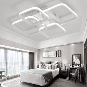 FLASH SALE Modern LED Ceiling Light with 4 White Squares, 60W Flush Mount Pendant Light, Acrylic Chandelier for Living Room Bedroom Dining Room, 6000K Cool White Light