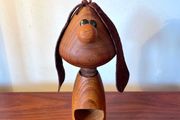 Mid Century Wood &amp; Suede Nutcracker, Vintage Scandinavian