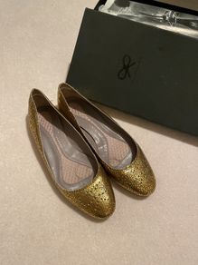 Designer Anya Hindmarch gold ballet shoes Jennie Size 37